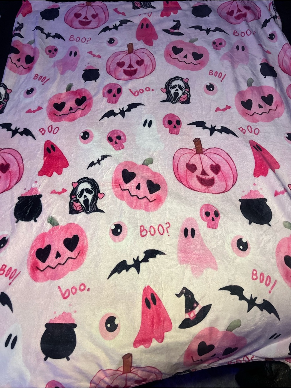 Pink Aesthetic Halloween Boo Blanket
